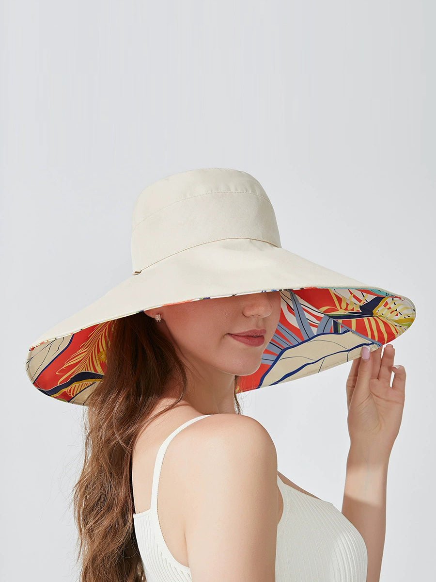 Women Summer Artsy Flower Dual-side Wearing Sunproof Hat