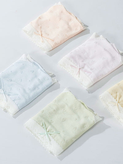 5 Pieces Summer Women Colorblock High Waist Lace Underwear