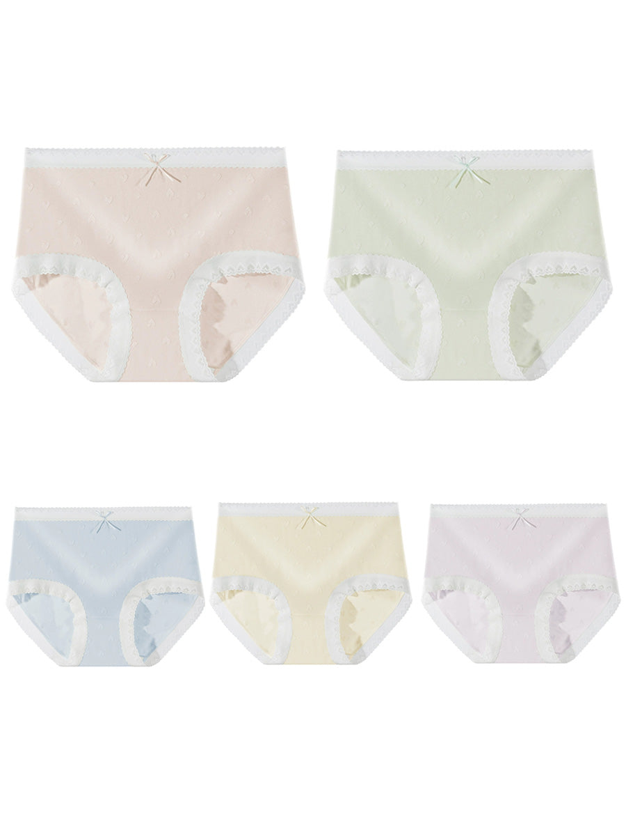 5 Pieces Summer Women Colorblock High Waist Lace Underwear