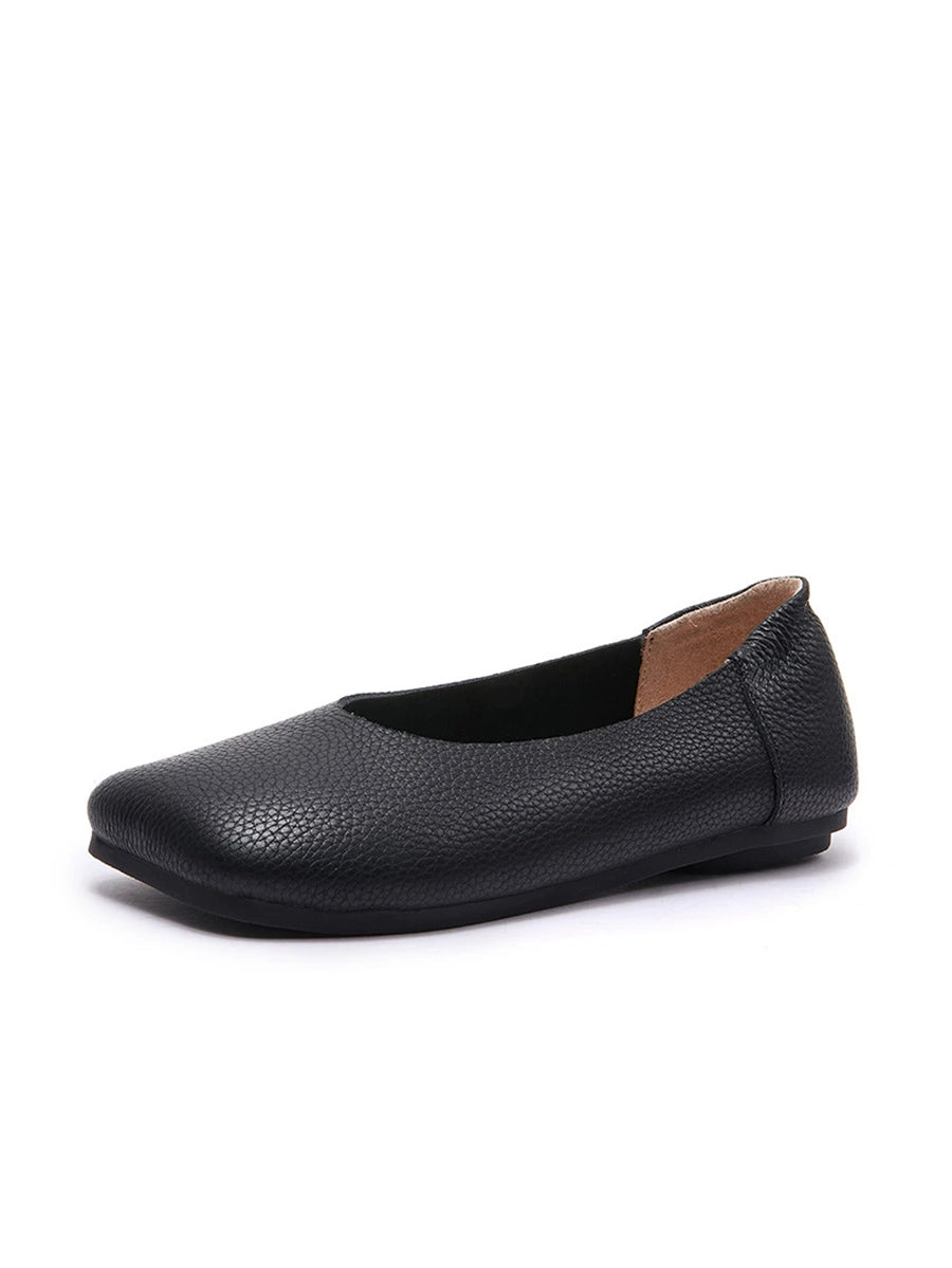 Women Summer Soft Leather Square Toe Shoes