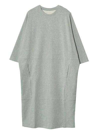 Plus Size Women Autumn Casual Pure Color O-Neck Cotton Dress