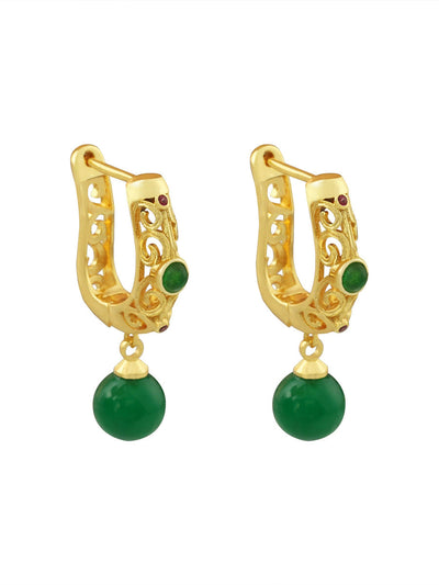 Women Vintage Alloy Jade Earrings
