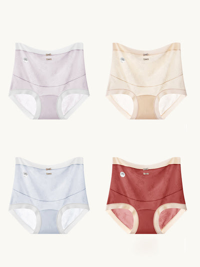 4 Pieces Women Bamboo Jacquard High Waist Underwear