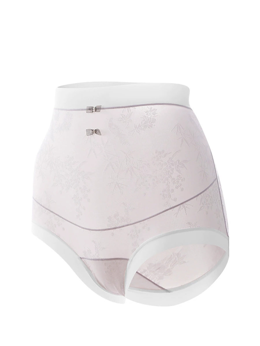4 Pieces Women Bamboo Jacquard High Waist Underwear