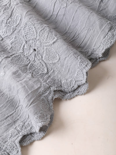 Women Summer Flower Embroidery O-Neck Cotton Vest