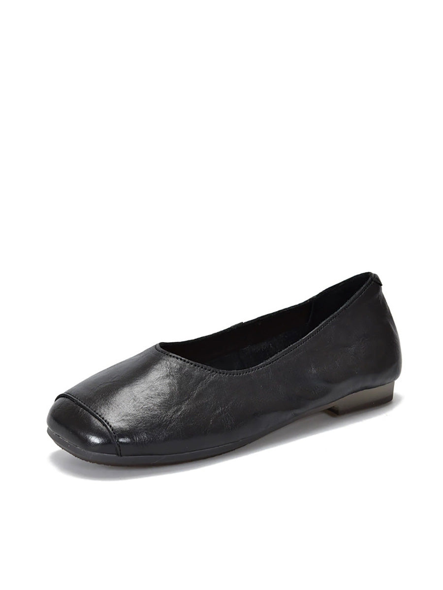 Women Casual Genuine Leather Soft Square Toe Shoes