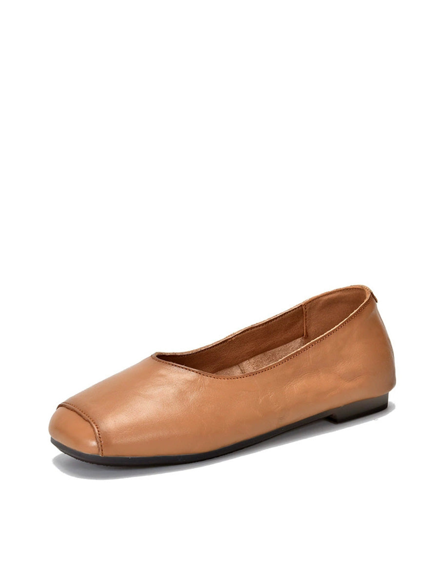 Women Casual Genuine Leather Soft Square Toe Shoes