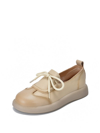 Women Summer Casual Leather Spliced Flat Shoes