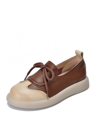 Women Summer Casual Leather Spliced Flat Shoes