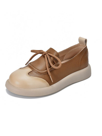 Women Summer Casual Leather Spliced Flat Shoes