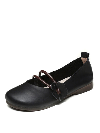 Women Artsy Soft Leather Flower Low Heel Shoes