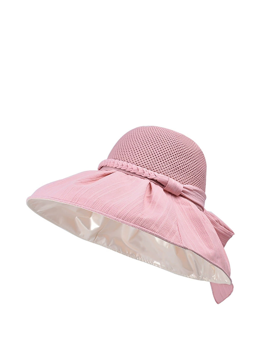 Women Summer Artsy Spliced Bowknot Sunproof Hat