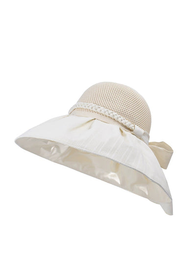 Women Summer Artsy Spliced Bowknot Sunproof Hat