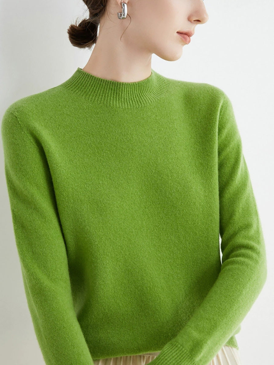 Women Autumn Casual Half-Turtleneck Wool Sweater Blouse