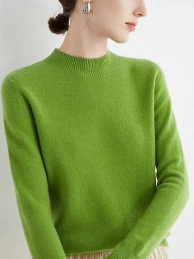 Women Autumn Casual Half-Turtleneck Wool Sweater Blouse