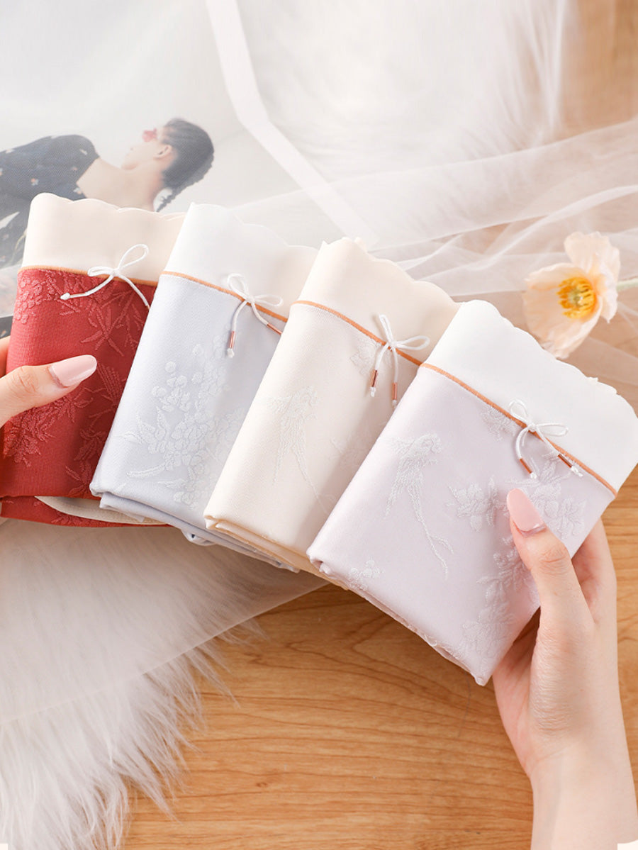 4 Pieces Women Colorblock Jacquard High Waist Underwear