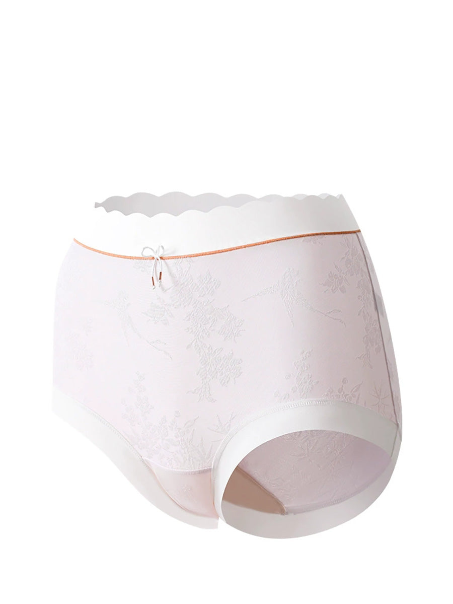 4 Pieces Women Colorblock Jacquard High Waist Underwear