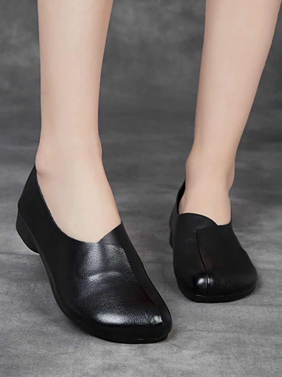 Women Casual Soft Genuine Leather Low Heel Shoes