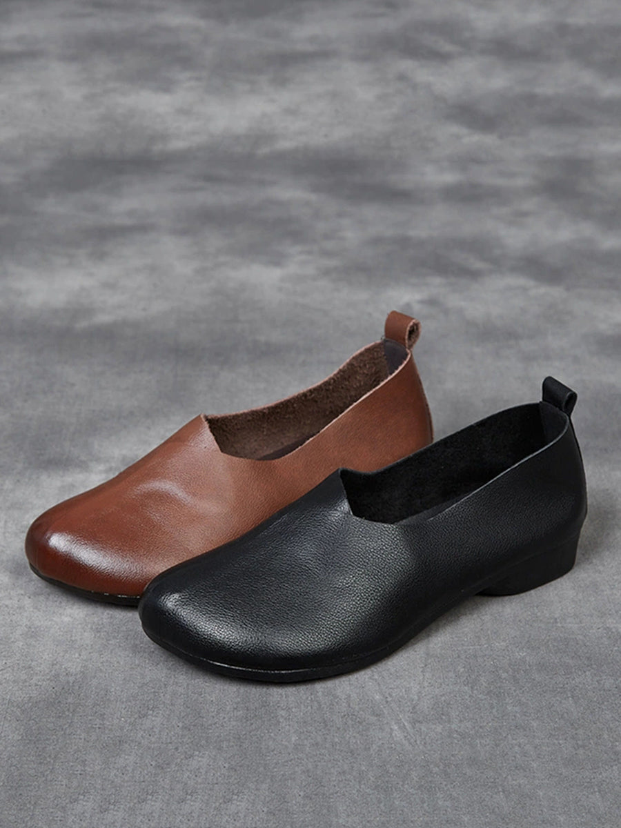 Women Casual Soft Genuine Leather Low Heel Shoes
