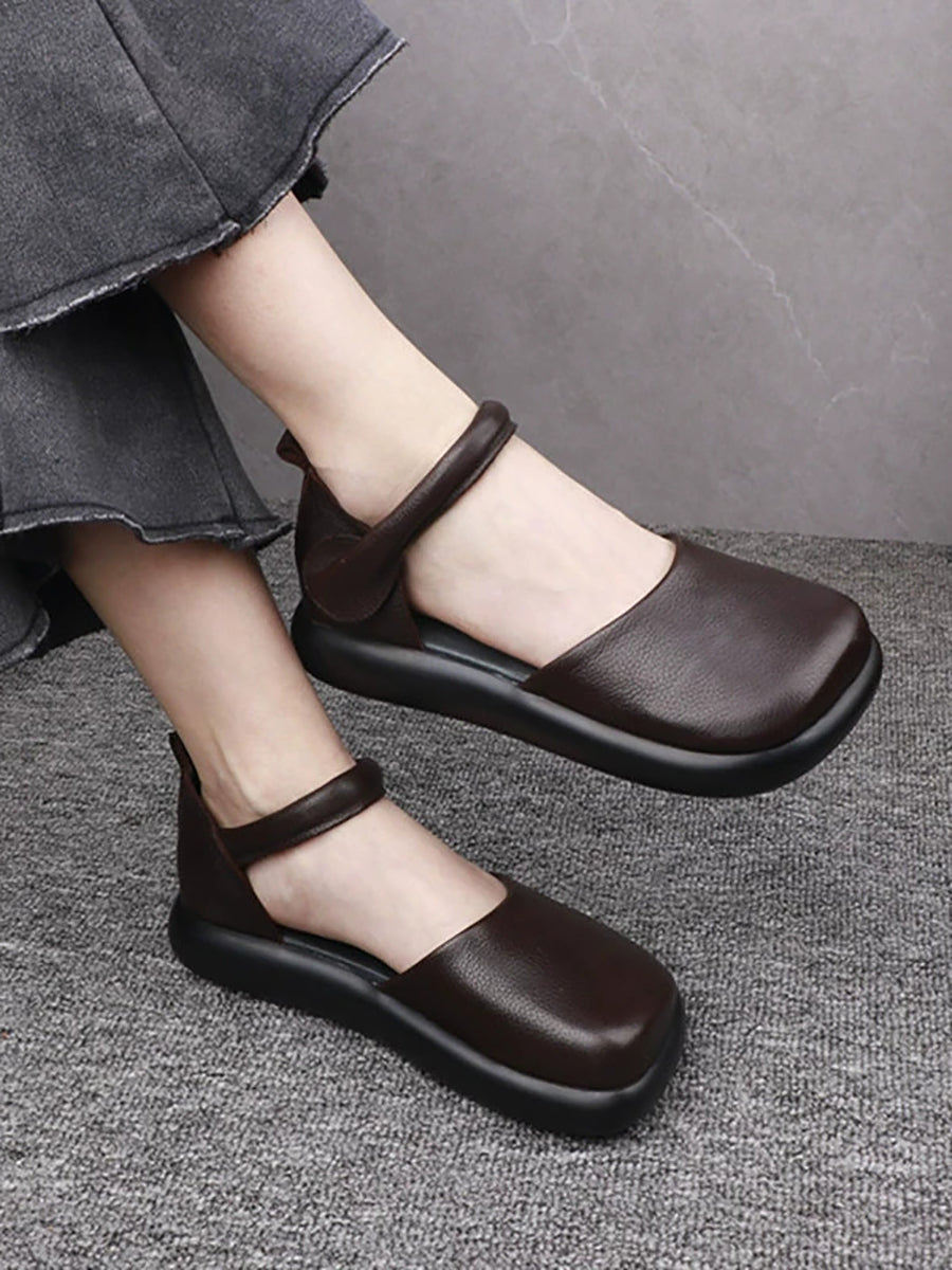 Women Vintage Genuine Leather Soft Flat Shoes