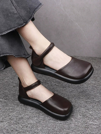 Women Vintage Genuine Leather Soft Flat Shoes