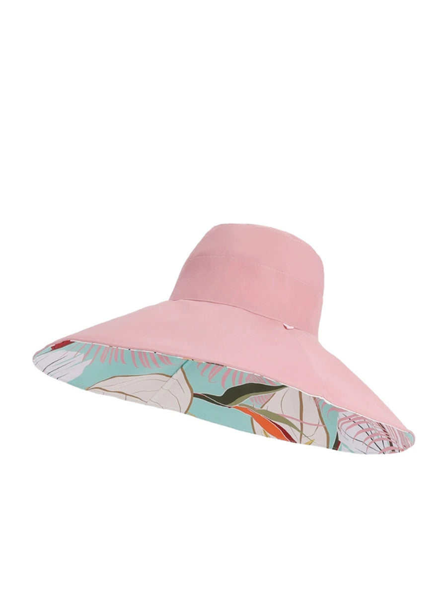 Women Summer Dual-side Wearing Flower Sunproof Hat
