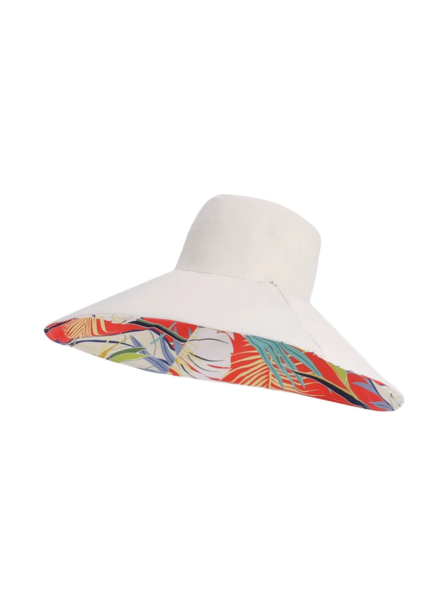 Women Summer Dual-side Wearing Flower Sunproof Hat