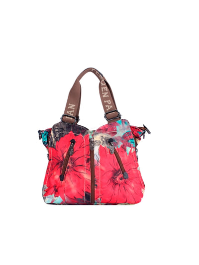 Vintage Leather Spliced Flower Shoulder Bag