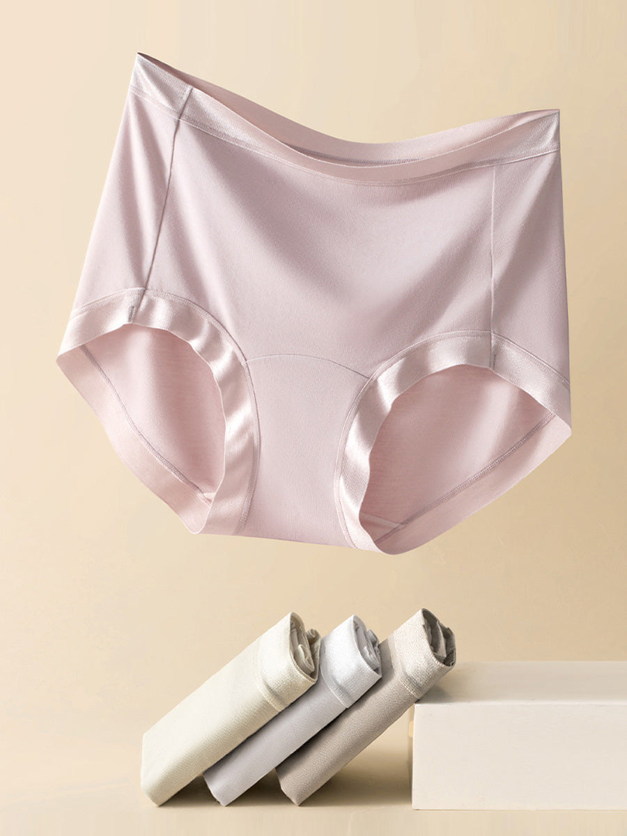 4 Pieces Women Casual Pure Color High Waist Underwear