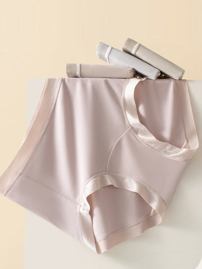 4 Pieces Women Casual Pure Color High Waist Underwear