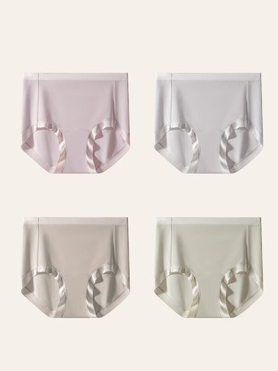 4 Pieces Women Casual Pure Color High Waist Underwear