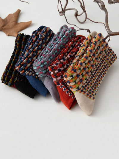5 Pairs Women Autumn Artsy Mid Heel Socks