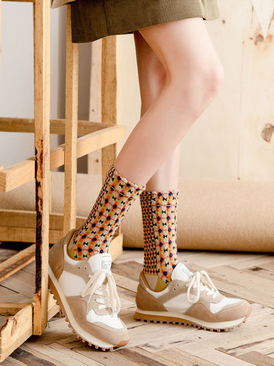 5 Pairs Women Autumn Artsy Mid Heel Socks
