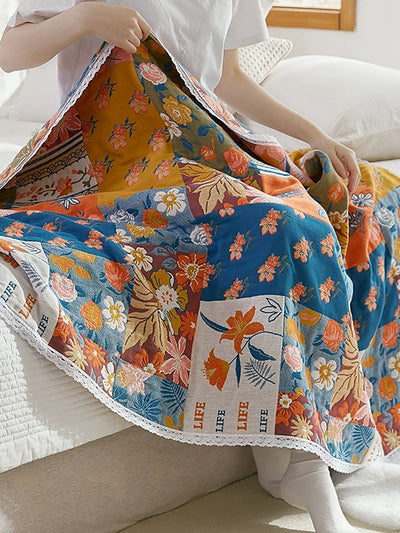 100%Cotton Flower Adult Lace Spliced Bath Towel