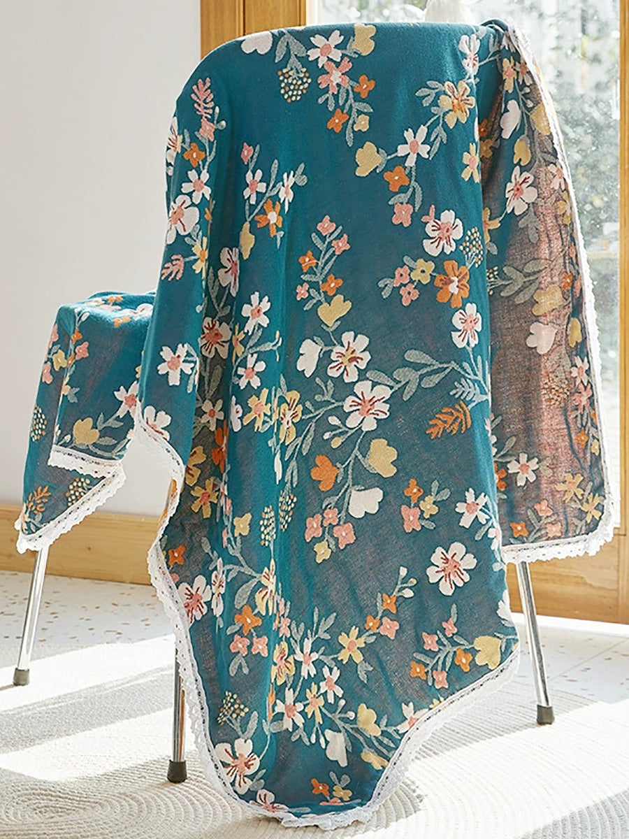 100%Cotton Flower Adult Lace Spliced Bath Towel