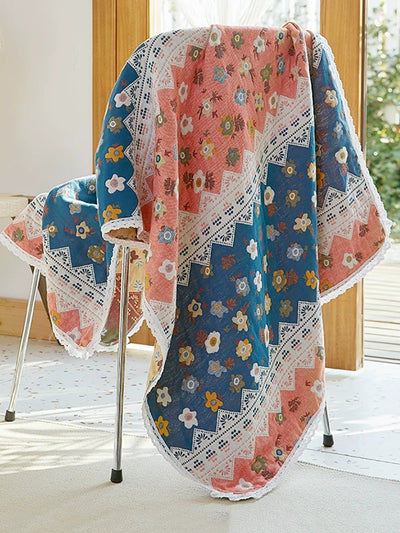 100%Cotton Flower Adult Lace Spliced Bath Towel