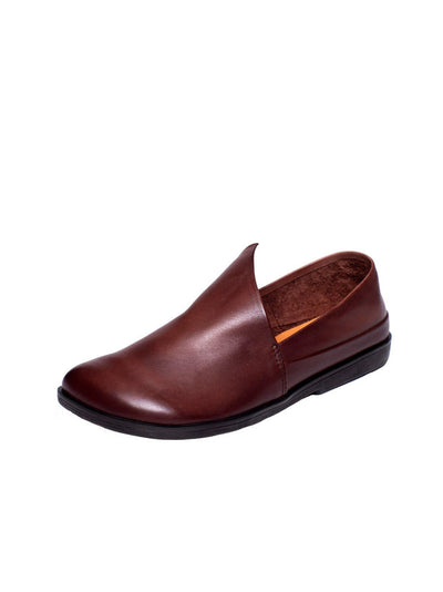 Women Casual Genuine Leather Pure Color Flat Shoes