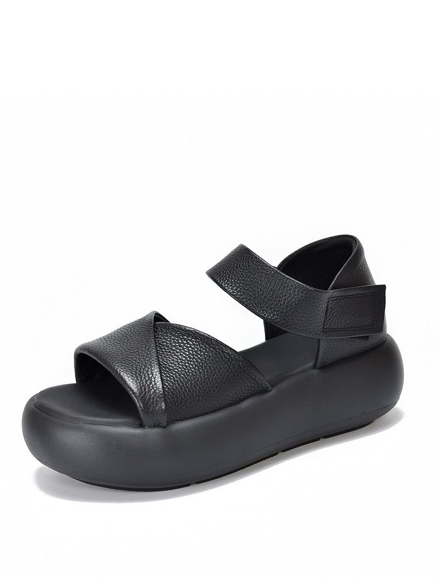 Women Casual Summer Genuine Leather Platform Sandals