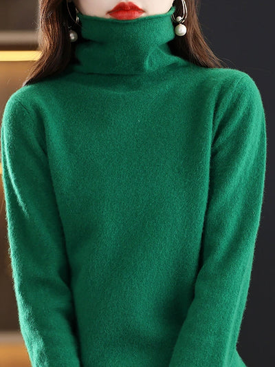 Women Autumn Casual Turtleneck Knitted Wool Sweater