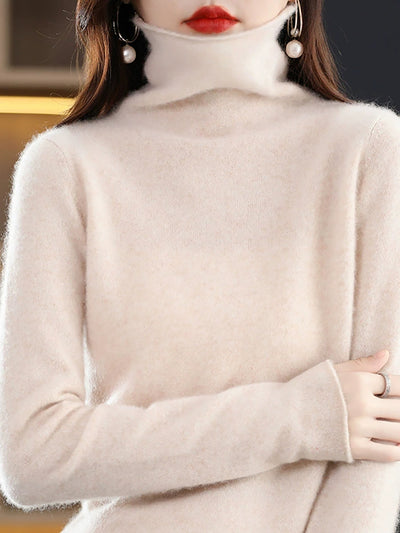 Women Autumn Casual Turtleneck Knitted Wool Sweater