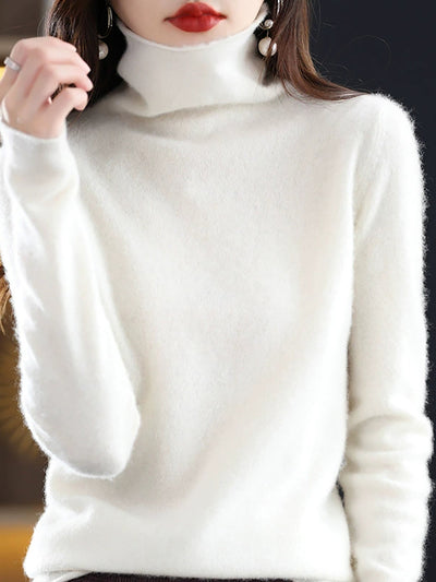 Women Autumn Casual Turtleneck Knitted Wool Sweater