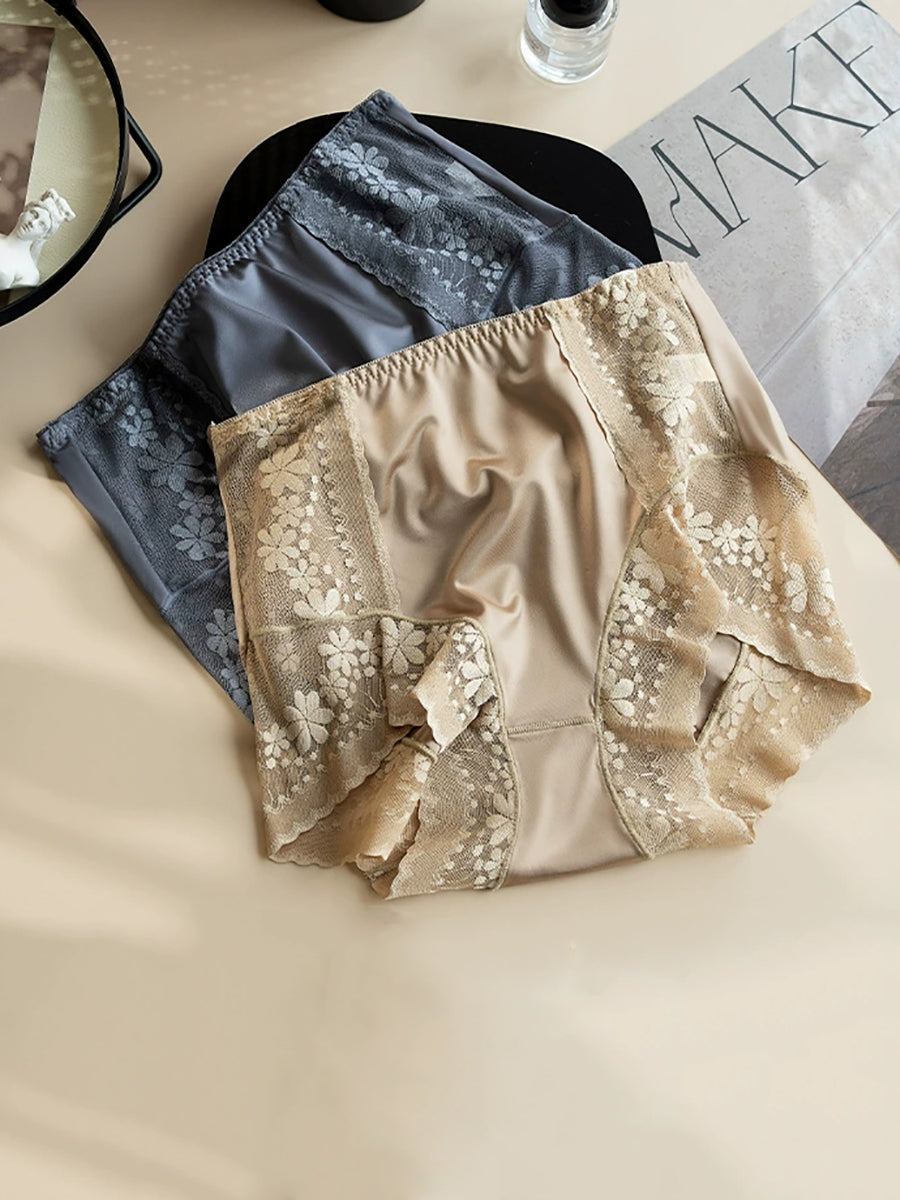 5 Pieces Summer Women High Waist Flower Lace Underwear
