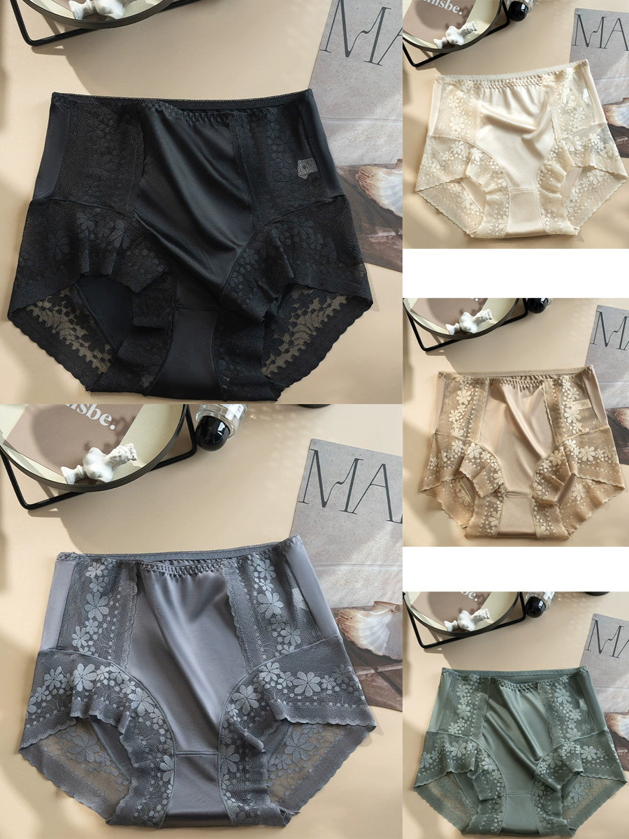 5 Pieces Summer Women High Waist Flower Lace Underwear