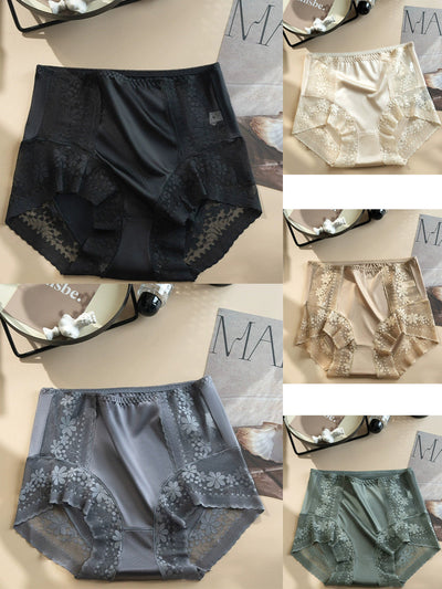 5 Pieces Summer Women High Waist Flower Lace Underwear