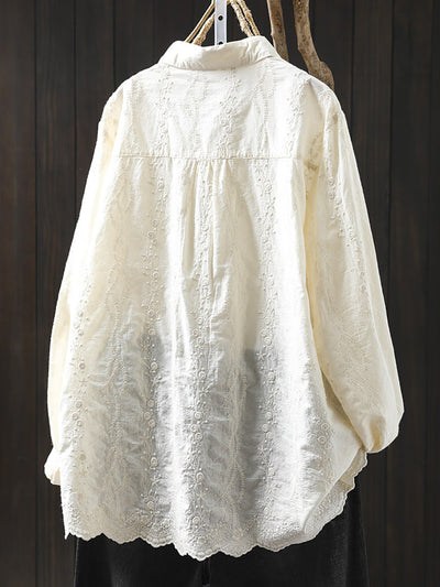 Women Summer Artsy Embroidery 100%Cotton Shirt