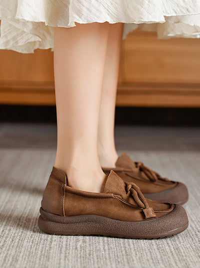 Women Vintage Genuine Leather Strap Flat Shoes