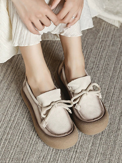 Women Vintage Genuine Leather Strap Flat Shoes