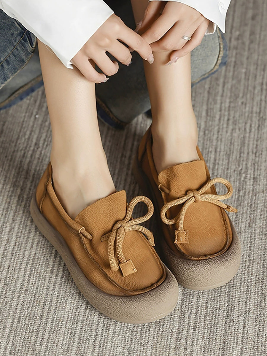 Women Vintage Genuine Leather Strap Flat Shoes
