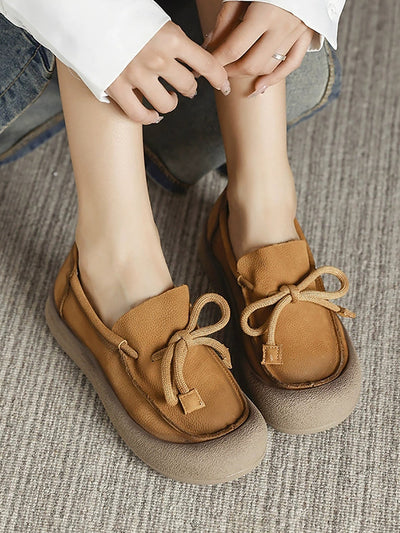 Women Vintage Genuine Leather Strap Flat Shoes