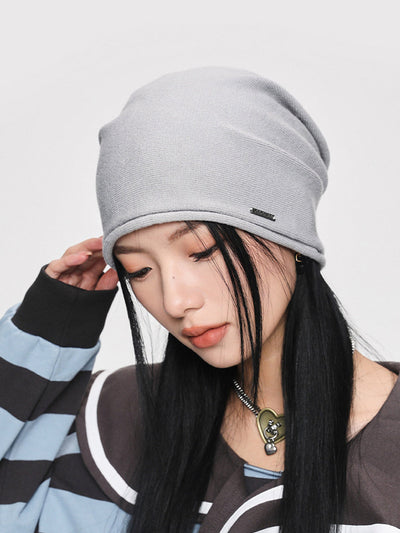 Women Casual Autumn Pure Color Warm Knitted Hat